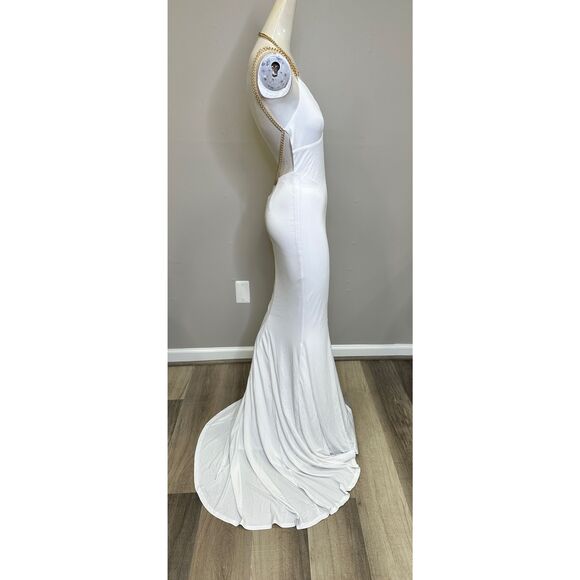 NWT Retrofete Valentina Open Back Floor Length Maxi Dress White XS $595 - Picture 8 of 9
